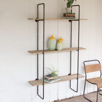 Kyla Recycled Oak Wood 3-Tier Wall Shelves