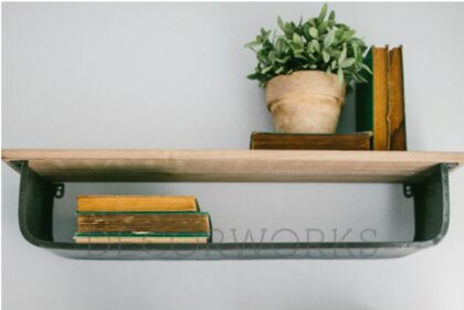 Mia Curved Metal + Wood Wall Shelf