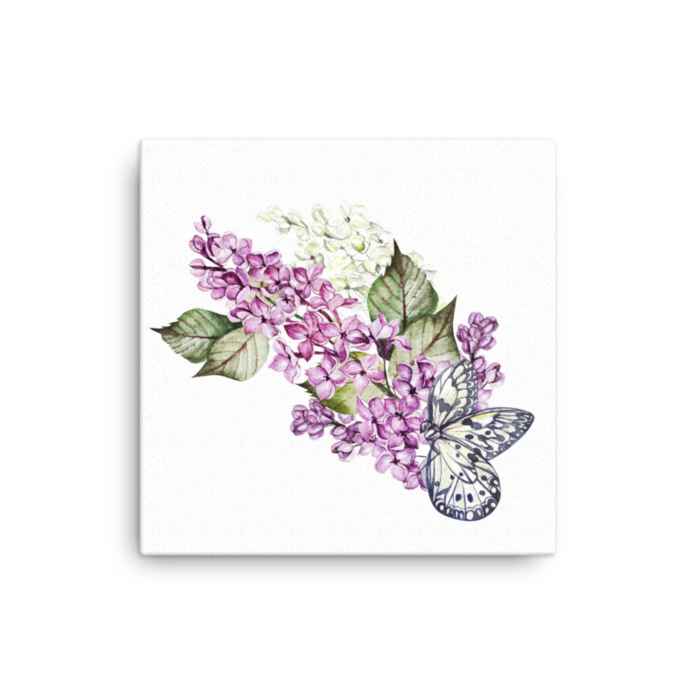 Purple Lilac Flowers Canvas Print Wall Art - Image 2