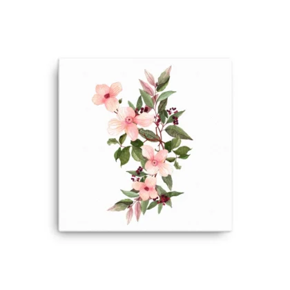 Pink Morning Red Berries Canvas Print Wall Art