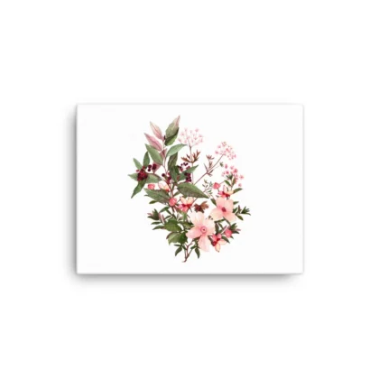 Red Berries Pink Wildflowers Canvas Print Wall Art