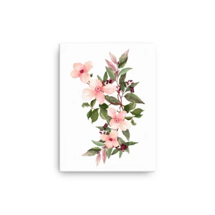 Pink Morning Red Berries Canvas Print Wall Art