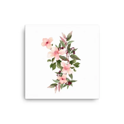 Pink Morning Red Berries Canvas Print Wall Art