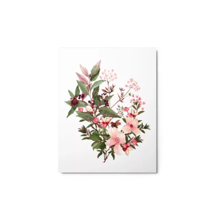 Pink Wildflowers Bouquet Metal Print Wall Art