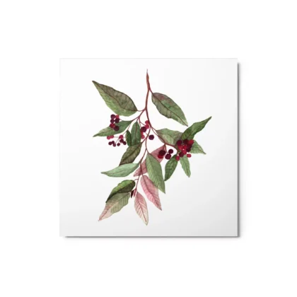 Red Wild Berries Metal Print Wall Art