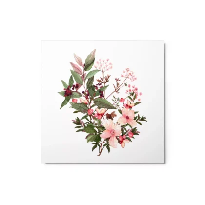 Pink Wildflowers Bouquet Metal Print Wall Art