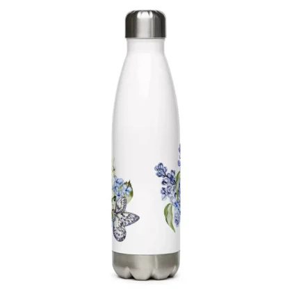 White Blue Lilac Stainless Steel Water Bottle