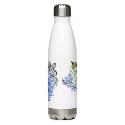 White Blue Lilac Stainless Steel Water Bottle