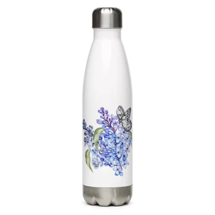 White Blue Lilac Stainless Steel Water Bottle