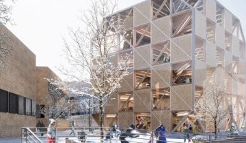 BIG designs all-wood cubic structure as “living curriculum” at KU