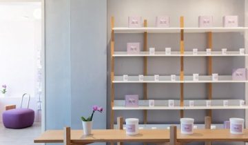 Sergio Mannino enlivens Philadelphia pharmacy with mauve and silver