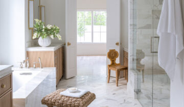 Marble Sanctuary With a Curbless Shower