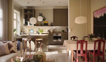 A Warm Swedish Home with Built-In Bookshelves